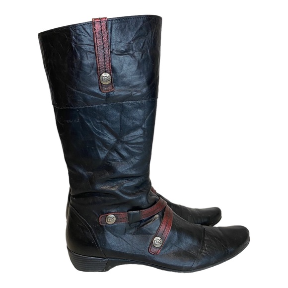 DorKing By Fluchos - Black leather Flat Dress/Biker Boot - 9 - Picture 3 of 12